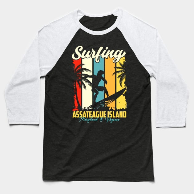 Surfing | Assateague Island, Maryland and Virginia Baseball T-Shirt by T-shirt US